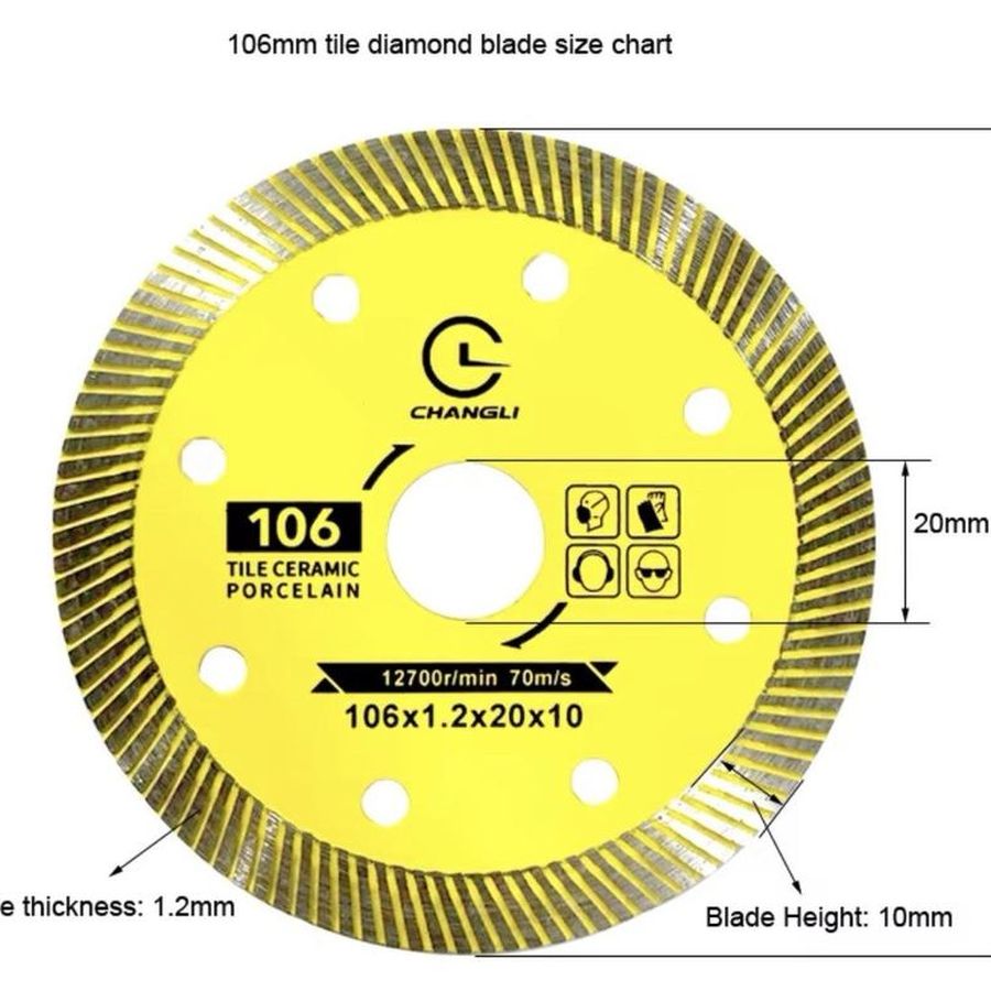 106mm Porcelain Diamond Dry Cutting Disc - Tile & Brick