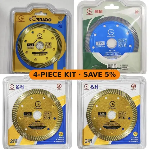 Tiler's Diamond Disc Kit - 106mm, 115mm & 125mm Blades + Cup Wheel